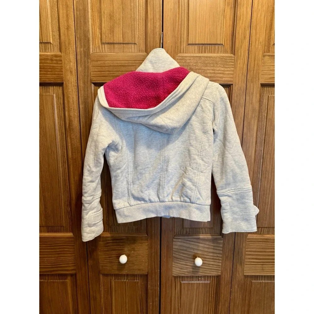 Hurley Girls XL Hoodie Jacket Fleece Lined‎ Gray Pink Removable Hood Comfy Warm